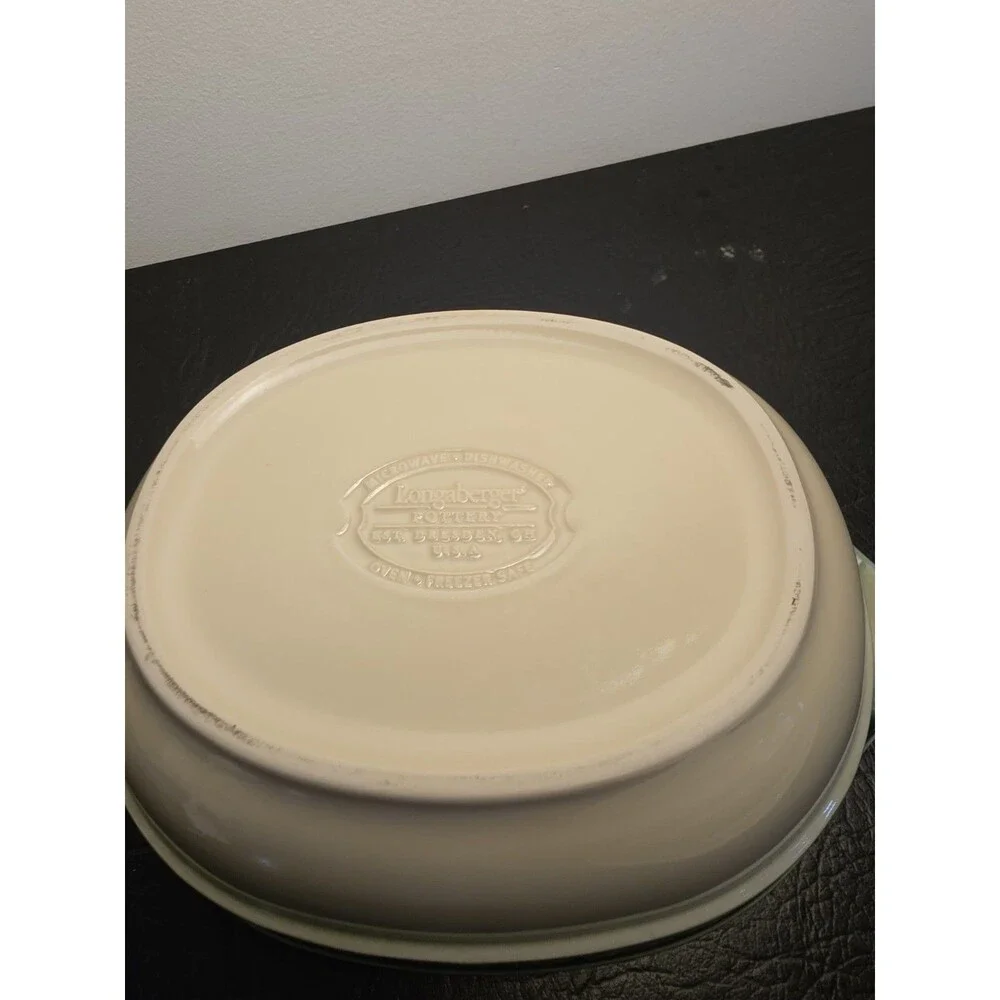 Light Green Longaberger American Craft Orig Covered Casserole Dish Heart Design